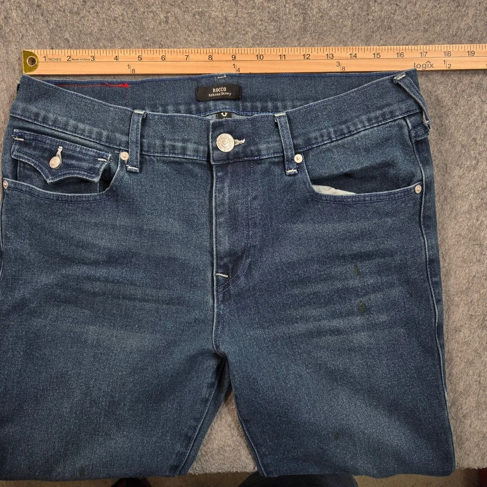 True Religion Rocco Jeans Mens 34 Relaxed Skinny Denim Flap Pocket 52549-00